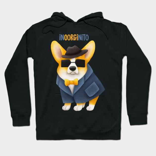 InCORGInito Corgi Cute Funny Dog Pun Detective Incognito Hoodie by dramabite